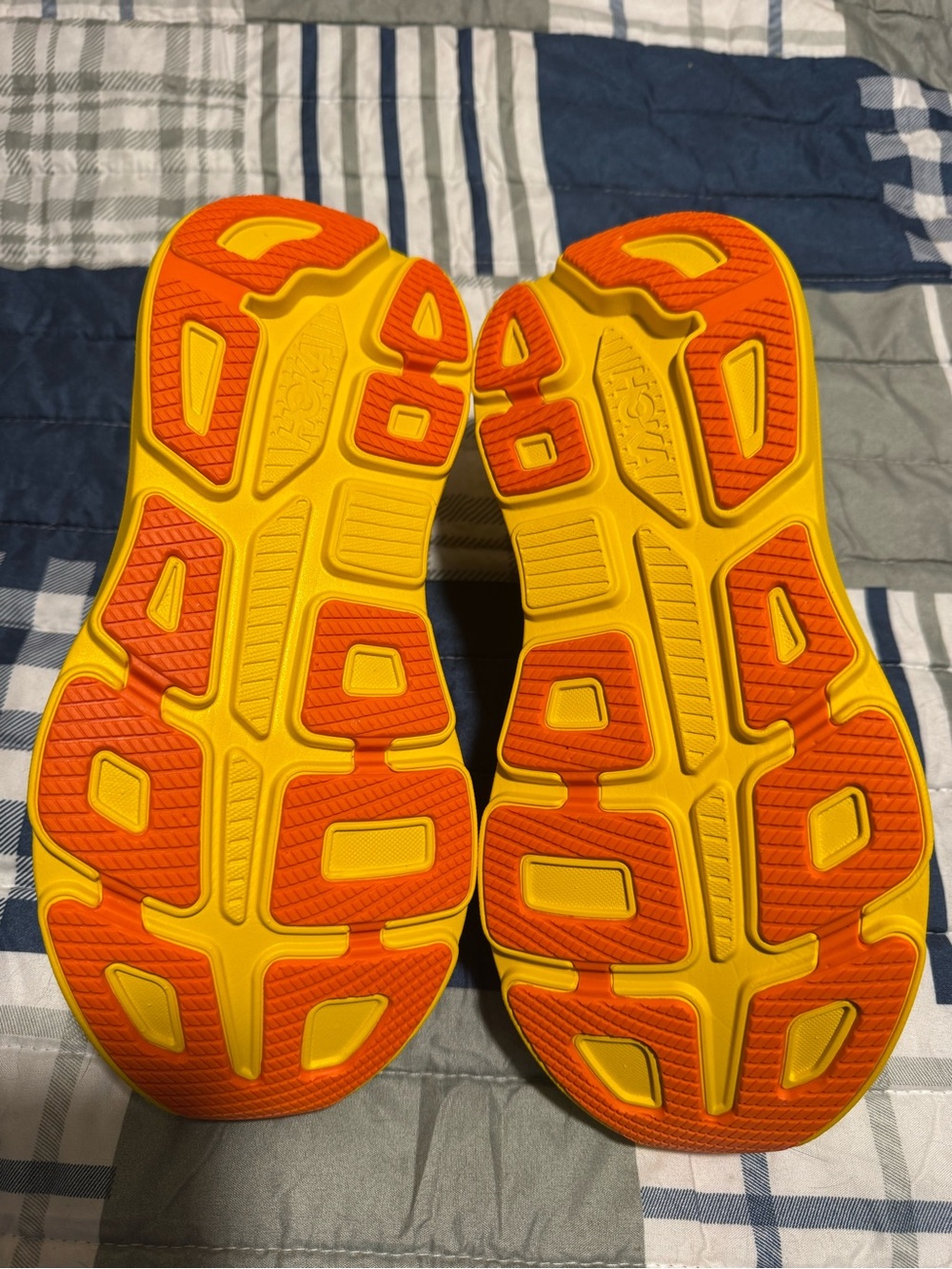 Hoka Women's White Running Shoes with Yellow & Orange Midsole - Picture 4 of 5